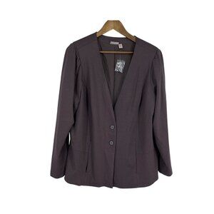 Lori Goldstein Stylist Ponte Puff Sleeve Jacket-Smokey Taupe A389307 Size 1X